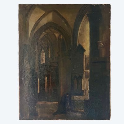 19th-century oil on canvas religious painting