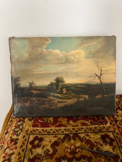 Öl auf Leinwand, ländliche Landschaft