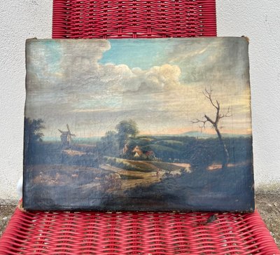 Öl auf Leinwand, ländliche Landschaft
