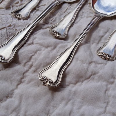 12 cuillères à glace individuelles en argent massif minerve Orfèvre Hénin &Cie