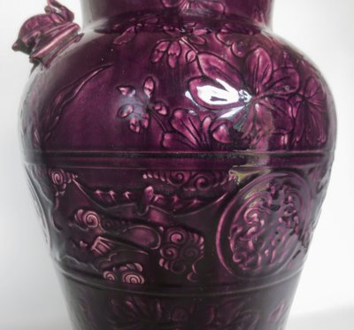 Art Nouveau vase in Longwy earthenware.