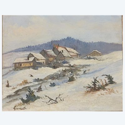 Cécile FROMONT - (1893 - 1969) - Amleto nella neve - Giura - olio su tavola