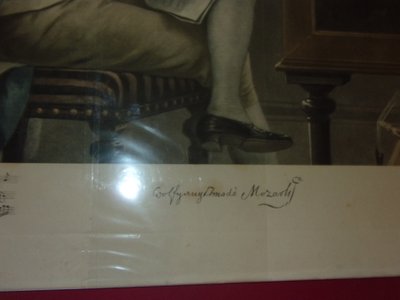 Grande litografia - Mozart nella sua casa di Salisburgo; fine XIX secolo.