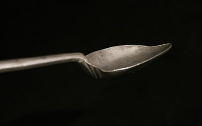 Pewter stew spoon 17th century