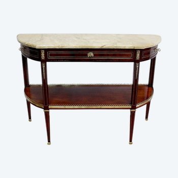 Longue Console en Acajou et Marbre, transition Louis XVI / Directoire – XVIIIe