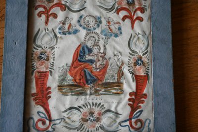 Gouache polychrome Saint Joseph  , école provencale du XVIII