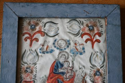 Gouache polychrome Saint Joseph  , école provencale du XVIII