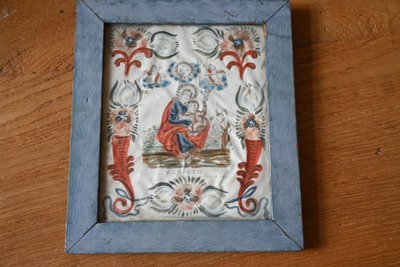 Gouache polychrome Saint Joseph  , école provencale du XVIII