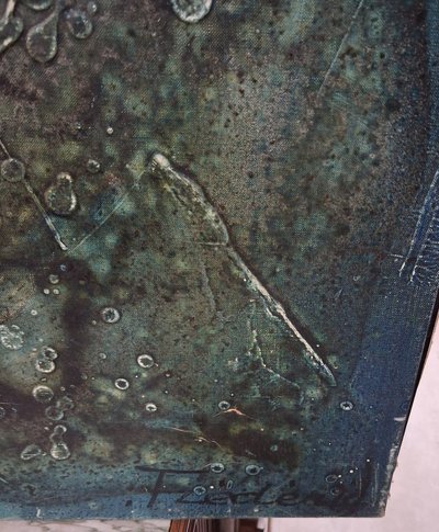 Großformatige, zeitgenössische Mixed-Media-Komposition – Gesicht im Relief