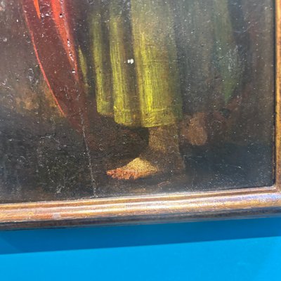 Antique pair of 17th-century Tuscan panel paintings. Saint John and the Virgin. Dimensions: 43 x 21.50 cm.