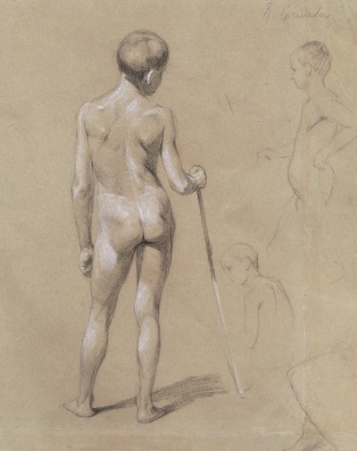 École AUTRICHIENNE du XIXème siècle, Jeune garçon nu de dos