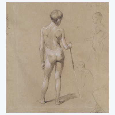Scuola austriaca del XIX secolo, giovane ragazzo, nudo di spalle