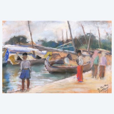 Marthe PASTEUR, Animation sur le port de Batavia (actuelle Jakarta) en Indonésie