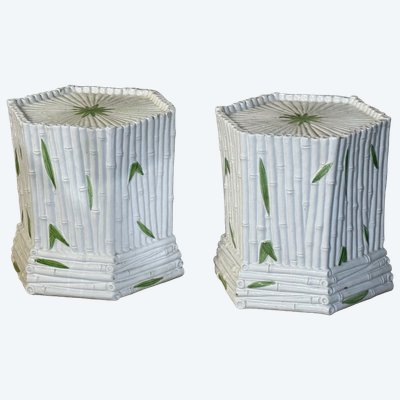 Paire de socles faience