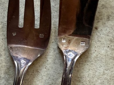 Fischservice aus versilbertem Metall