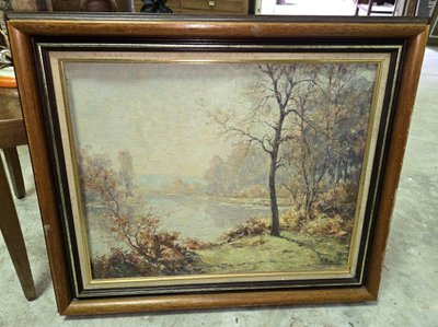OIL ON CANVAS – WATERFRONT LANDSCAPE – SIGNED H. DAVID