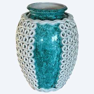 Ovoid-shaped ceramic vase by Gustave Asch for the Sainte-Radegonde pottery factory