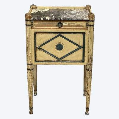 Chevet en hêtre peint et dessus marbre de style Louis XVI fin XIXème 