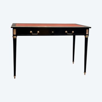 Maison Jansen, Bureau De Style Louis XVI Laque Noir Laiton Doré Vers 1900