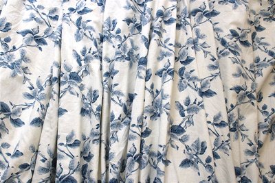 Coppia di tende in cotone con motivo floreale blu a rombi, lunghezza: 380 cm