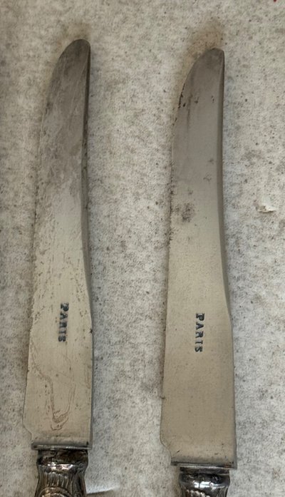 11 knives with silver-colored handles