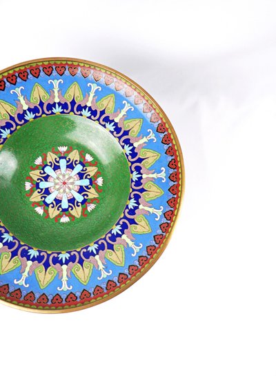 Chinese cloisonné bronze fruit bowl on a stand from the 1950s