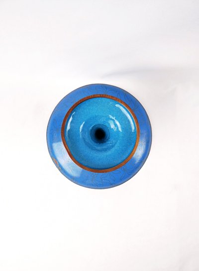 Chinese cloisonné bronze fruit bowl on a stand from the 1950s