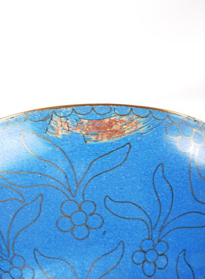 Chinese cloisonné bronze fruit bowl on a stand from the 1950s