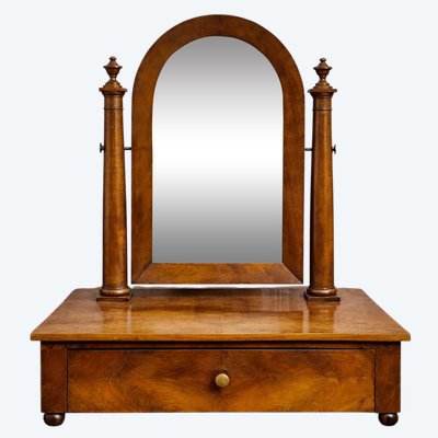 DRESSING TABLE MIRROR WITH DRAWER – 19TH-CENTURY TABLE-TOP DRESSING TABLE – MAHOGANY – EMPIRE PERIOD