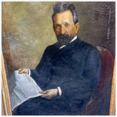 Antico dipinto olio di nobile, autore Giacomo Calegari Bergamo 1899 pittore verista . Mis 130x 105