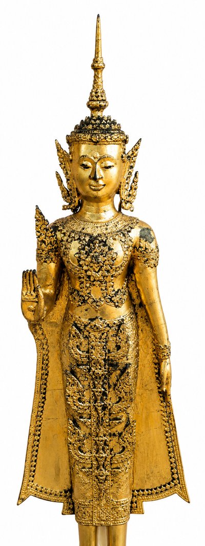 Grand Bouddha en Bronze Doré