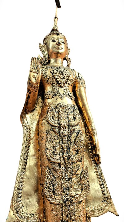 Grand Bouddha en Bronze Doré