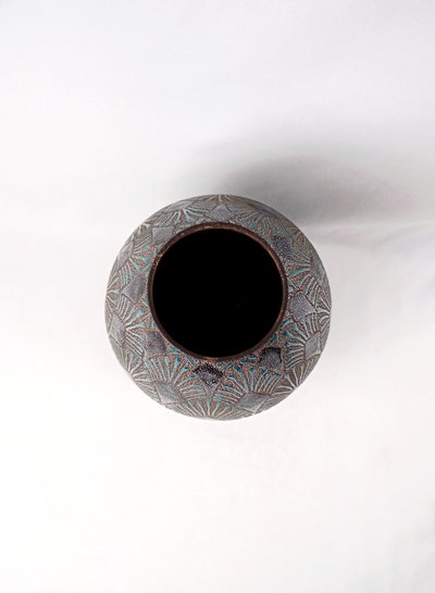Grand vase Art Déco en grès grêlé dans le goût de René Anchierri début XXe
