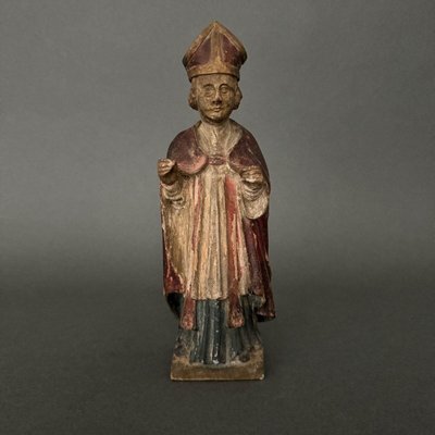 Sculpture en bois représentant un saint XVIIe polychromie