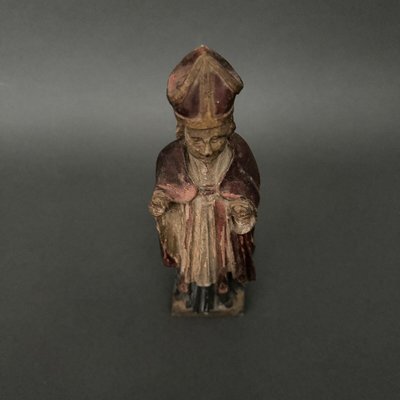 Sculpture en bois représentant un saint XVIIe polychromie