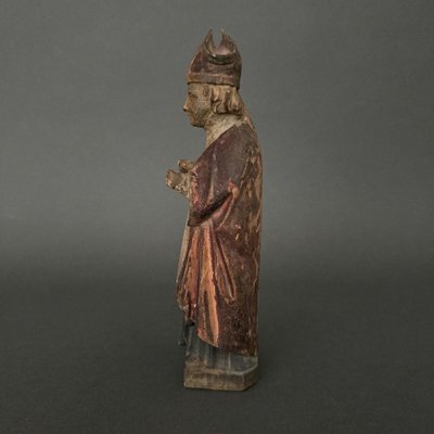 Sculpture en bois représentant un saint XVIIe polychromie
