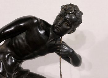 Importante Sculpture en Régule « Le Pêcheur », de J. De Roncourt, Art Déco – 1930