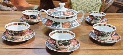 COCEMA FÈS MOROCCO TEA SET, IMARI PATTERN, 13-PIECE SET