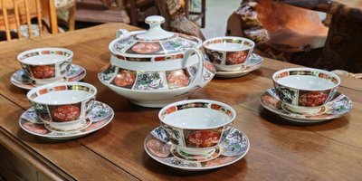 COCEMA FÈS MOROCCO TEA SET, IMARI PATTERN, 13-PIECE SET