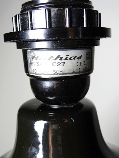 Large vintage Mathias lamp in green and black ceramic, 1970s