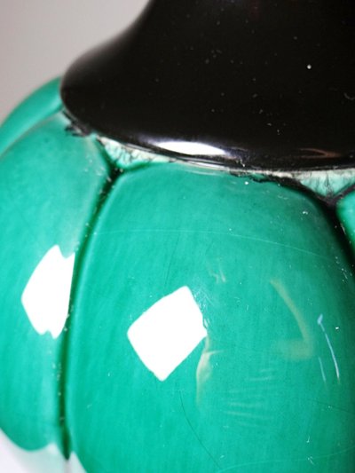 Large vintage Mathias lamp in green and black ceramic, 1970s