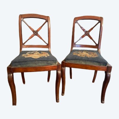 Paire de chaises en acajou d'époque Resatauration