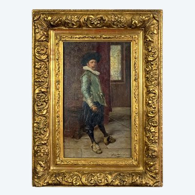 QUADRO / OLIOSU PANNELLO DI MOGANO FIRMATO "ALEX DE ANDREIS (1871-1939)"