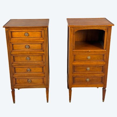 Pair Of Chest Of Drawers, Nightstands, Louis XVI Style, 19th Century