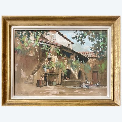 Émile WEGELIN (1875-1962) - Cortile di una fattoria animato
