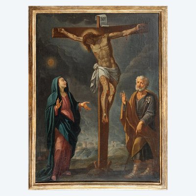 Antique oil-on-canvas painting, Naples, 18th century.