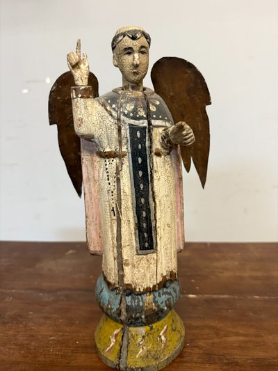 Sculpture ancienne représentant Saint Vincent, 1861, Espagne, 32 x 10 cm