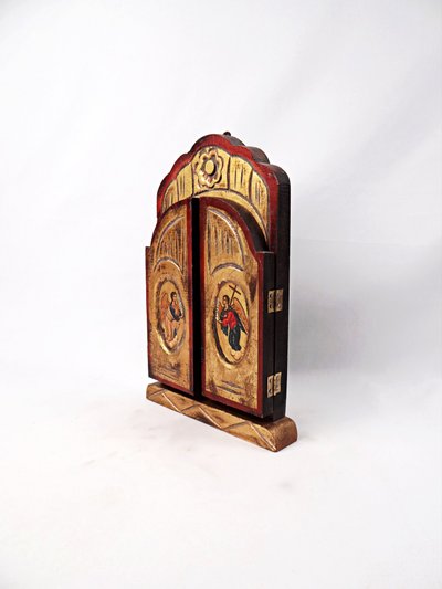 Ikone von Christus und seinen Aposteln, Eitempera-Triptychon, Mitte des 20. Jahrhunderts