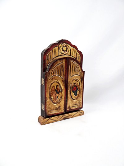 Ikone von Christus und seinen Aposteln, Eitempera-Triptychon, Mitte des 20. Jahrhunderts