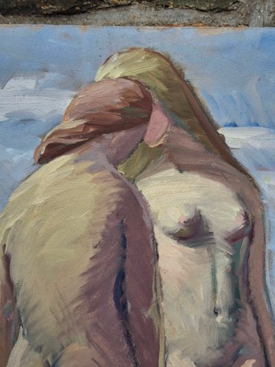 Louis Martin de verfeuil (1915-1993) huile sur isorel, nus debout